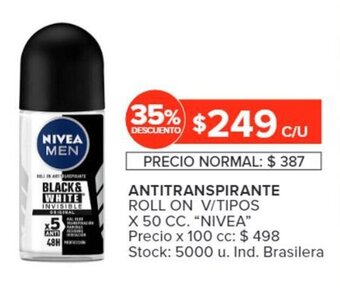 Carrefour ANTITRANSPIRANTE ROLL ON V/TIPOS X 50 CC. "NIVEA" oferta