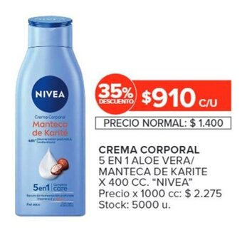 Carrefour CREMA CORPORAL 5 EN 1 ALOE VERA/ MANTECA DE KARITE X 400 CC. "NIVEA" oferta