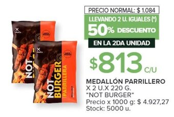 Carrefour MEDALLÓN PARRILLERO X 2 U.X 220 G. "NOT BURGER" oferta
