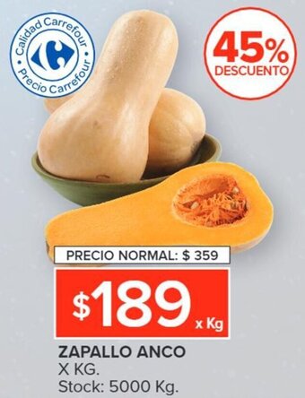 Carrefour ZAPALLO ANCO X KG. oferta