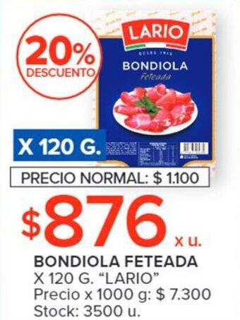 Carrefour BONDIOLA FETEADA X 120 G. "LARIO" oferta