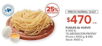 Carrefour FUSILES AL HUEVO X 500 G. "ELABORACIÓN PROPIA" oferta