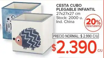 Carrefour CESTA CUBO PLEGABLE INFANTIL 27x27x27 cm oferta
