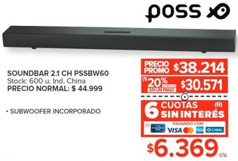 Carrefour poss SOUNDBAR 2.1 CH PSSBW60 oferta