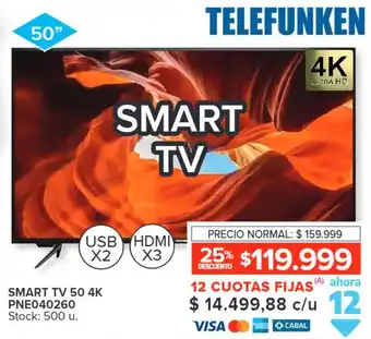 Carrefour TELEFUNKEN SMART TV 50 4K PNE040260 oferta