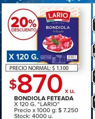 Carrefour Maxi Bondiola feteada lario x 120g oferta