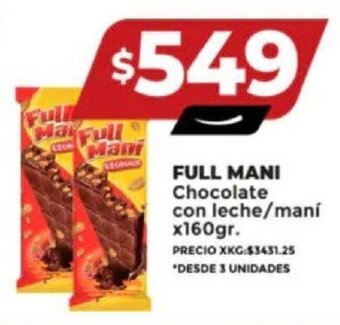 Supermayorista Vital FULL MANI Chocolate con leche/maní x 160gr. oferta