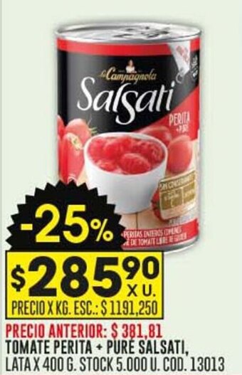 Coto TOMATE PERITA + PURÉ SALSATI, LATA X 400 G. oferta