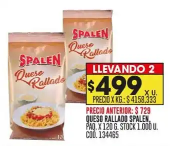 Coto QUESO RALLADO SPALEN, PAQ. X 120 G. LLEVANDO 2 oferta