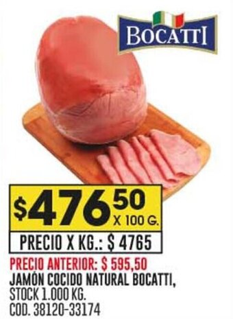 Coto JAMON COCIDO NATURAL BOCATTI, X 100 G. oferta