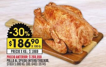 Coto POLLO AL SPIEDO ENTERO / TROZADO, X 100 G. oferta