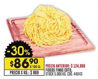 Coto FIDEOS FINOS COTO, X 100 G. oferta