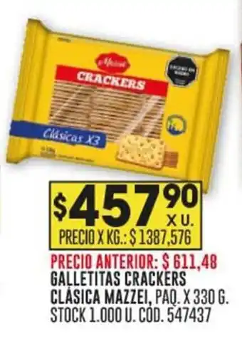 GALLETITAS CRACKERS CLÁSICA MAZZEI, PAQ. X 330 G.