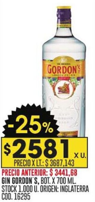 Coto GIN GORDON'S, BOT. X 700 ML. oferta