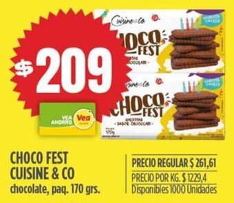 Supermercados Vea CHOCO FEST CUISINE & CO chocolate, paq. 170 grs. oferta
