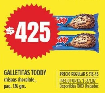 Supermercados Vea GALLETITAS TODDY chispas chocolate, paq. 126 grs. oferta