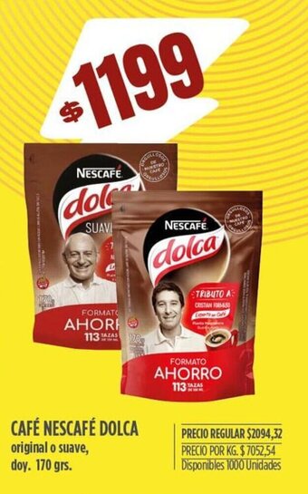 Supermercados Vea CAFÉ NESCAFÉ DOLCA original o suave, doy. 170 grs. oferta