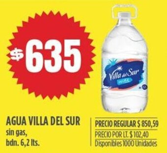 Supermercados Vea AGUA VILLA DEL SUR sin gas, bdn. 6,2 lts. oferta