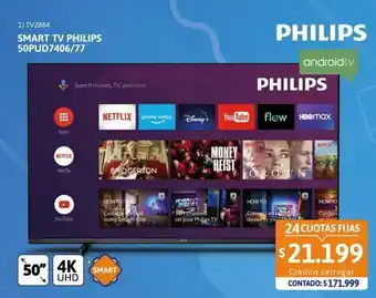 Cetrogar Smart tv led 50 philips 50pud7406/77 4k ultra hd oferta