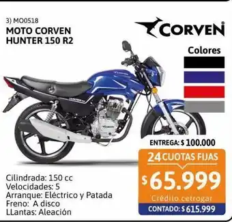 Cetrogar Moto corven hunter 150 r2 oferta