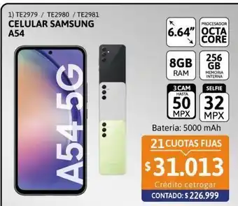 Cetrogar Celular samsung galaxy a54 8/256gb 6.64 5g gris oferta