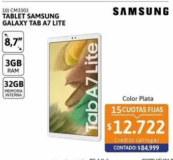 Cetrogar Tablet samsung galaxy tab a7 lite 8.7 3gb 32gb plata oferta