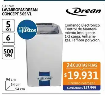 Cetrogar Lavarropas drean concept 5.05 v1 5kg 500rpm oferta