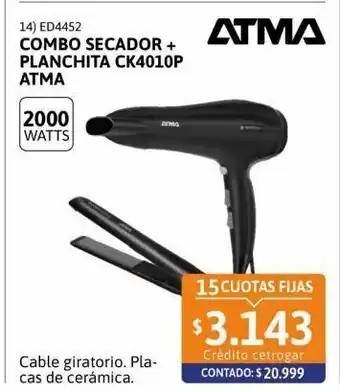 Cetrogar Combo secador + planchita ck4010p atma oferta