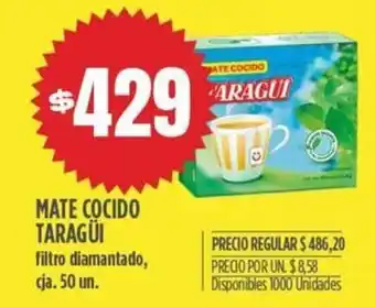 Supermercados Vea MATE COCIDO TARAGÜI filtro diamantado, cja. 50 un. oferta