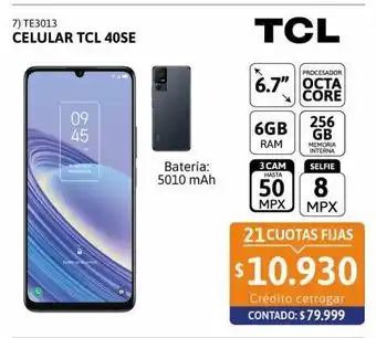Cetrogar Celular tcl 40se 6.7 6/256gb dark gray rv oferta