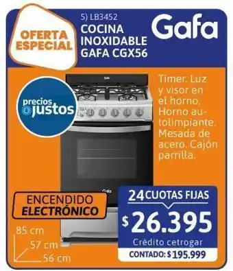 Cetrogar Cocina a gas cgx56 inoxidable 56cm gafa oferta