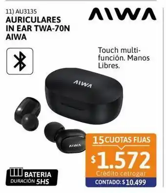 Cetrogar Auriculares in ear twa-70n aiwa oferta