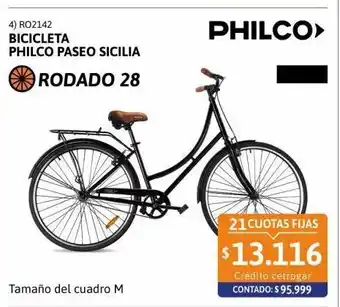 Cetrogar Bicicleta philco r28 paseo sicilia ng oferta