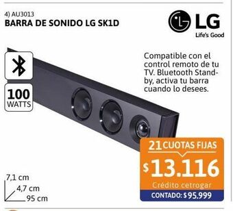 Cetrogar Barra de sonido lg sk1d 100w oferta