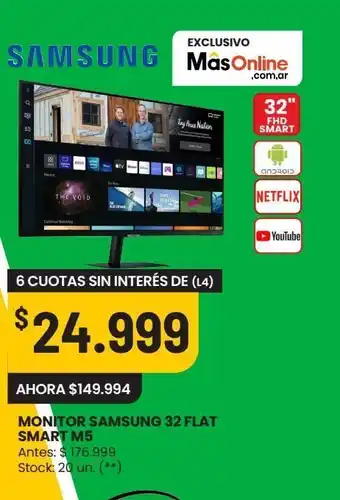 Changomas Monitor samsung 32 flat smart m5 oferta
