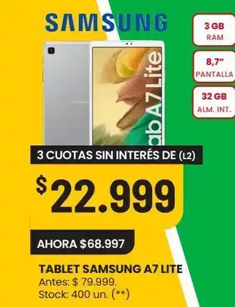Changomas Tablet samsung a7 lite oferta