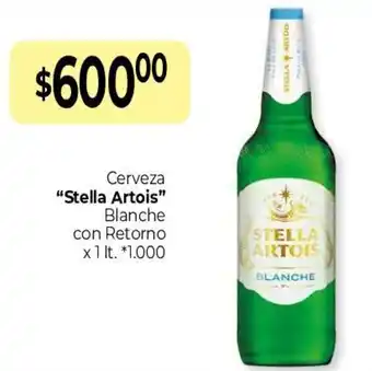 La Anonima Cerveza "Stella Artois" Blanche con Retorno x 1 lt. oferta