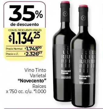La Anonima Vino Tinto Varietal "Novecento" Raíces x 750 cc oferta
