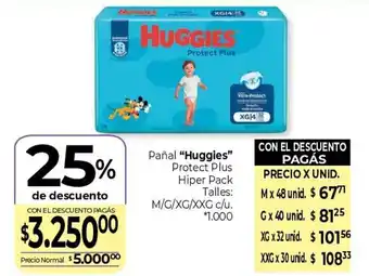 La Anonima Pañal "Huggies" Protect Plus Hiper Pack Talles: M/G/XG/XXG c/u. *1.000 oferta