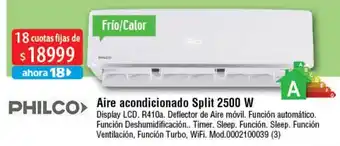 Casa Silvia PHILCO Aire acondicionado Split 2500w 18 cuotas fijas de oferta