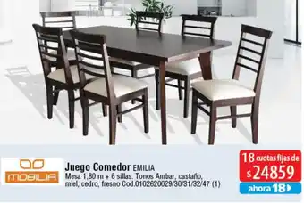 Casa Silvia MOBILIA Juego Comedor EMILIA Mesa 1,80 m + 6 sillas. Tonos Ambar, castaño, miel, cedro, fresno Cod.0102620029/30/31/32/47 oferta