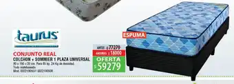 taurus COLCHON + SOMMIER 1 PLAZA UNIVERSAL 80 x 190 x 20 cm.