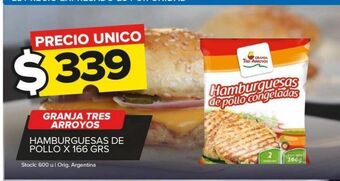 Carrefour Maxi Hamburguesas de pollo granja tres arroyos x 166g oferta