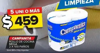 Carrefour Maxi Rollo de cocina campanita mega 2 x 200 paños oferta