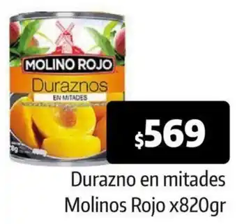 Durazno en mitades Molinos Rojo x820gr