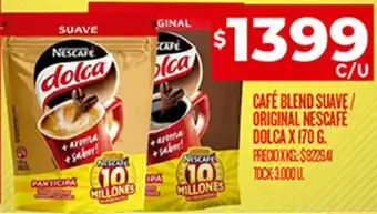 Supermercados DIA CAFÉ BLEND SUAVE/ ORIGINAL NESCAFE DOLCA X 170 G. oferta
