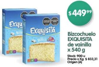 Supermercados Buenos Días Bizcochuelo EXQUISITA de vainilla x 540g oferta