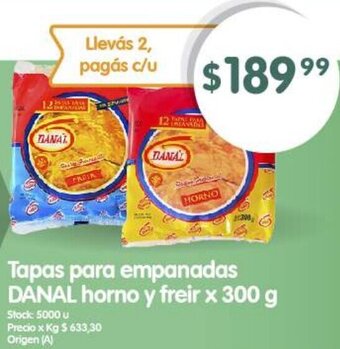 Supermercados Buenos Días Tapas para empanadas DANAL horno y freir x 300 g oferta