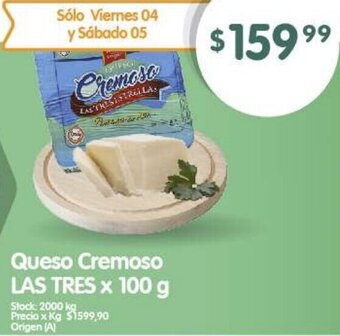 Supermercados Buenos Días Queso Cremoso LAS TRES X 100 g oferta