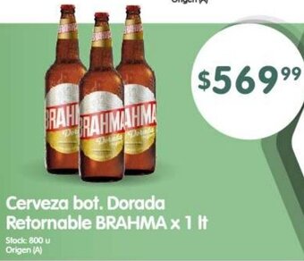 Supermercados Buenos Días Cerveza bot. Dorada Retornable BRAHMA x 1 It oferta